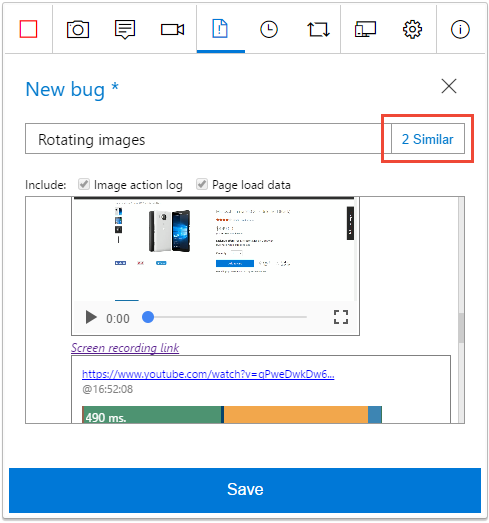 顯示檢視類似 Bug 連結的螢幕快照。