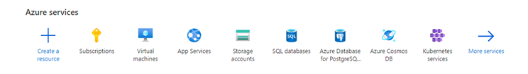 A screenshot of services available in the Azure portal