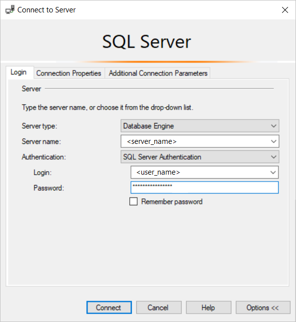 [SSIS 登入] 索引標籤的螢幕擷取畫面。