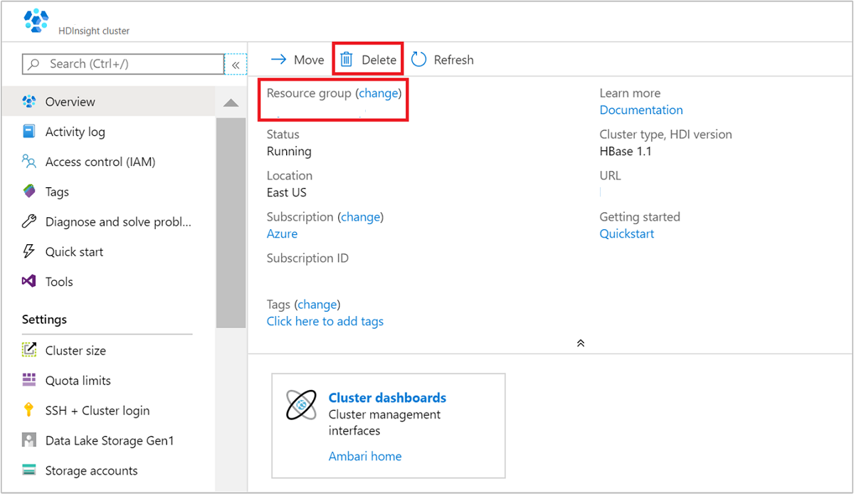 刪除 Resource Manager 範本 HBase。