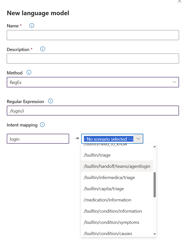 screenshot of the agent login language model