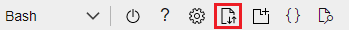 顯示 Azure Cloud Shell 中上傳檔案按鈕的螢幕快照。