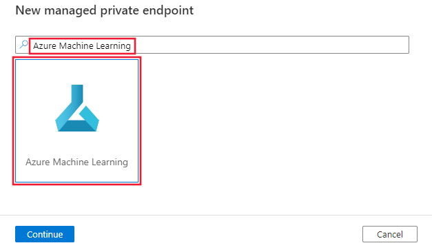 螢幕擷取畫面：選取 Azure Machine Learning。