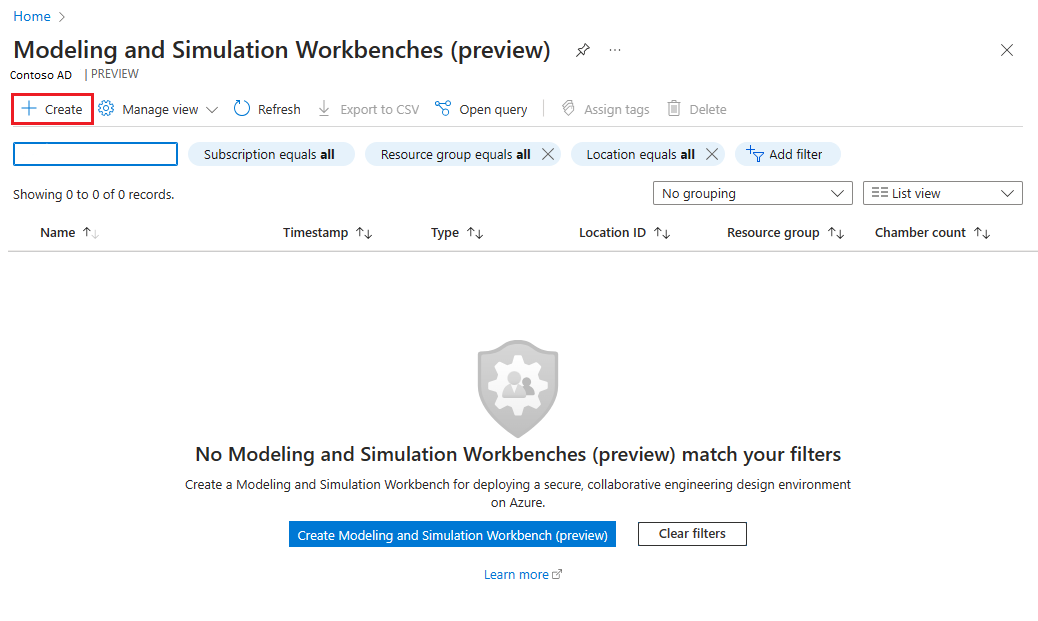 Marketplace 的螢幕擷取畫面，其中顯示如何搜尋 Azure Modeling and Simulation Workbench