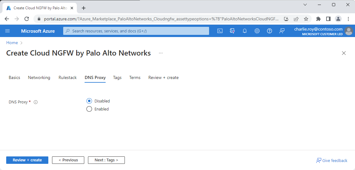 Palo Alto Networks 建立體驗中 DNS Proxy 的螢幕快照。