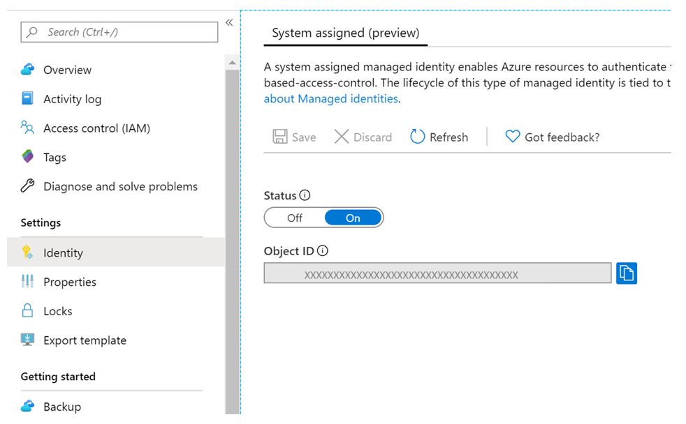 顯示 Azure 入口網站和復原服務頁面。