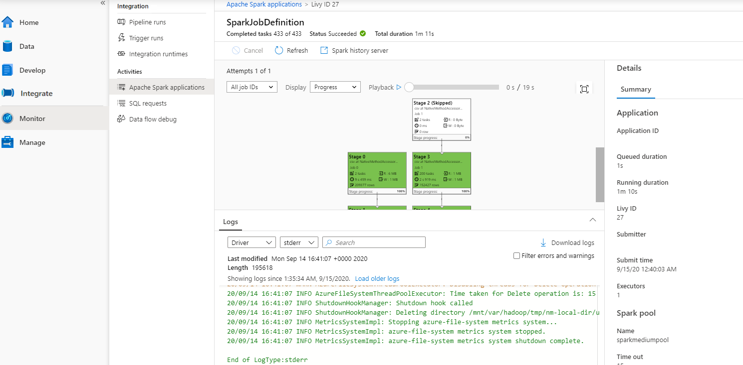 檢視 Spark 應用程式 LogQuery