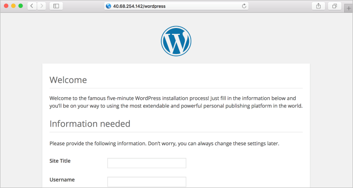 WordPress 安裝頁面