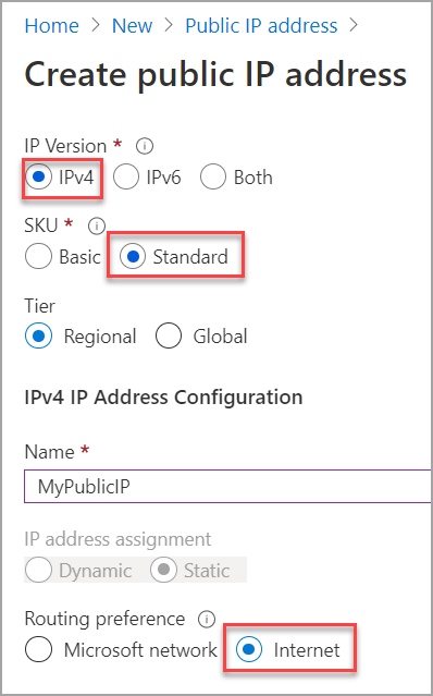 建立公用 IP 位址