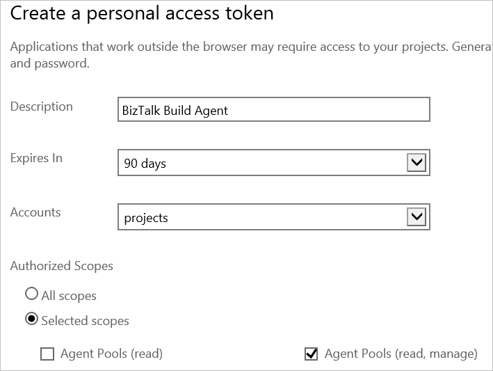 在 Azure DevOps 帳戶中建立新的讀取和管理代理程式