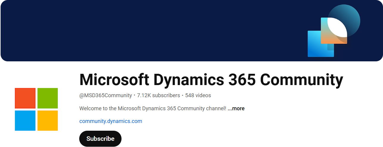 YouTube 上 Dynamics 365 頻道播放清單的縮圖。