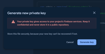 Firebase 新的專案金鑰。