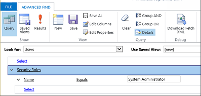 Dynamics 365 Customer Engagement (on-premises) 中的進階尋找對話方塊。