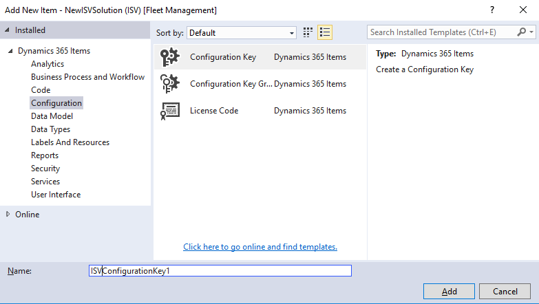 Creating a configuration key.