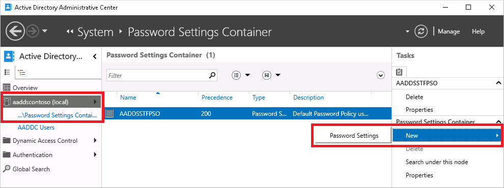 在 Active Directory 管理中心建立密碼原則