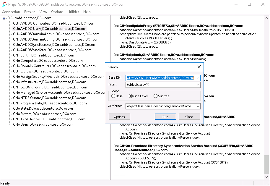 使用 LDP.exe 搜尋受控網域中的物件