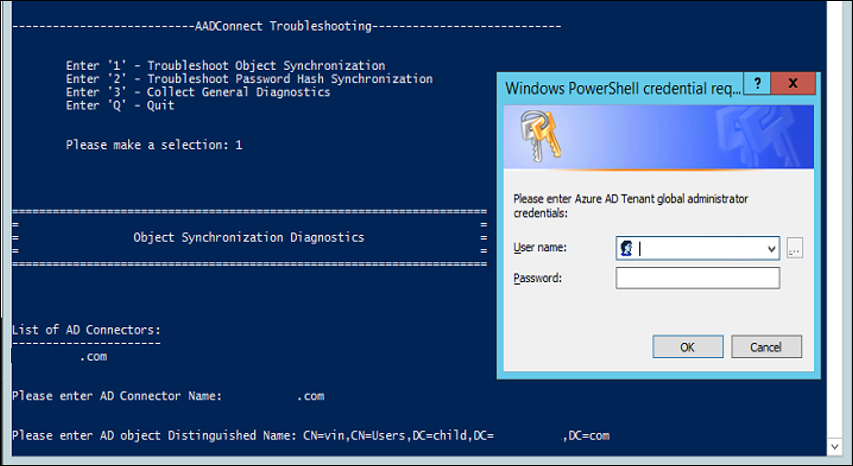 此螢幕擷取畫面顯示 PowerShell 終端機背景上的登入資訊對話方塊。