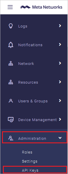 Meta Networks Connector 管理主控台