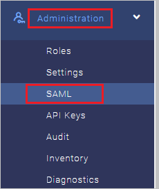 此螢幕擷取畫面顯示從 [系統管理] 功能表選取的 SAML。