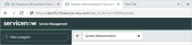 顯示 ServiceNow 執行個體的螢幕擷取畫面。