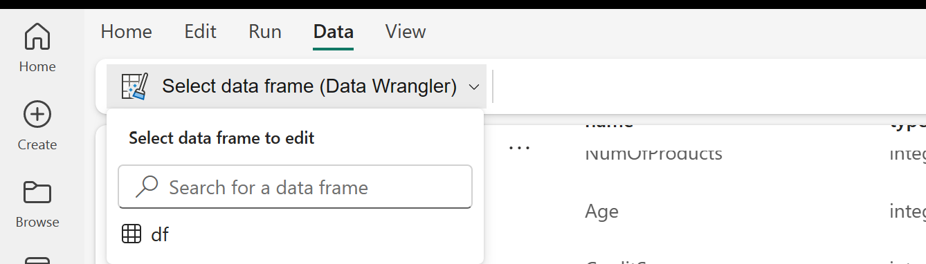 顯示存取 Data Wrangler 位置的螢幕擷取畫面。