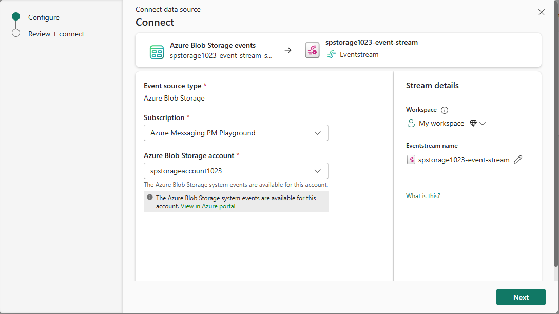 顯示 Azure Data Lake Storage Gen2 帳戶連線設定的螢幕擷取畫面。