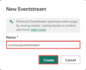 建立新 Eventstream 的螢幕擷取畫面。