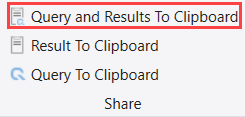 [查詢和結果至剪貼簿] 功能表項的螢幕快照。
