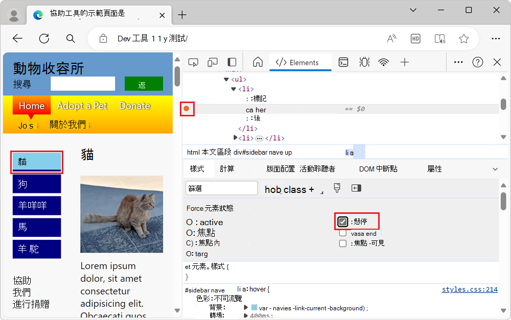 DevTools 模擬暫留狀態