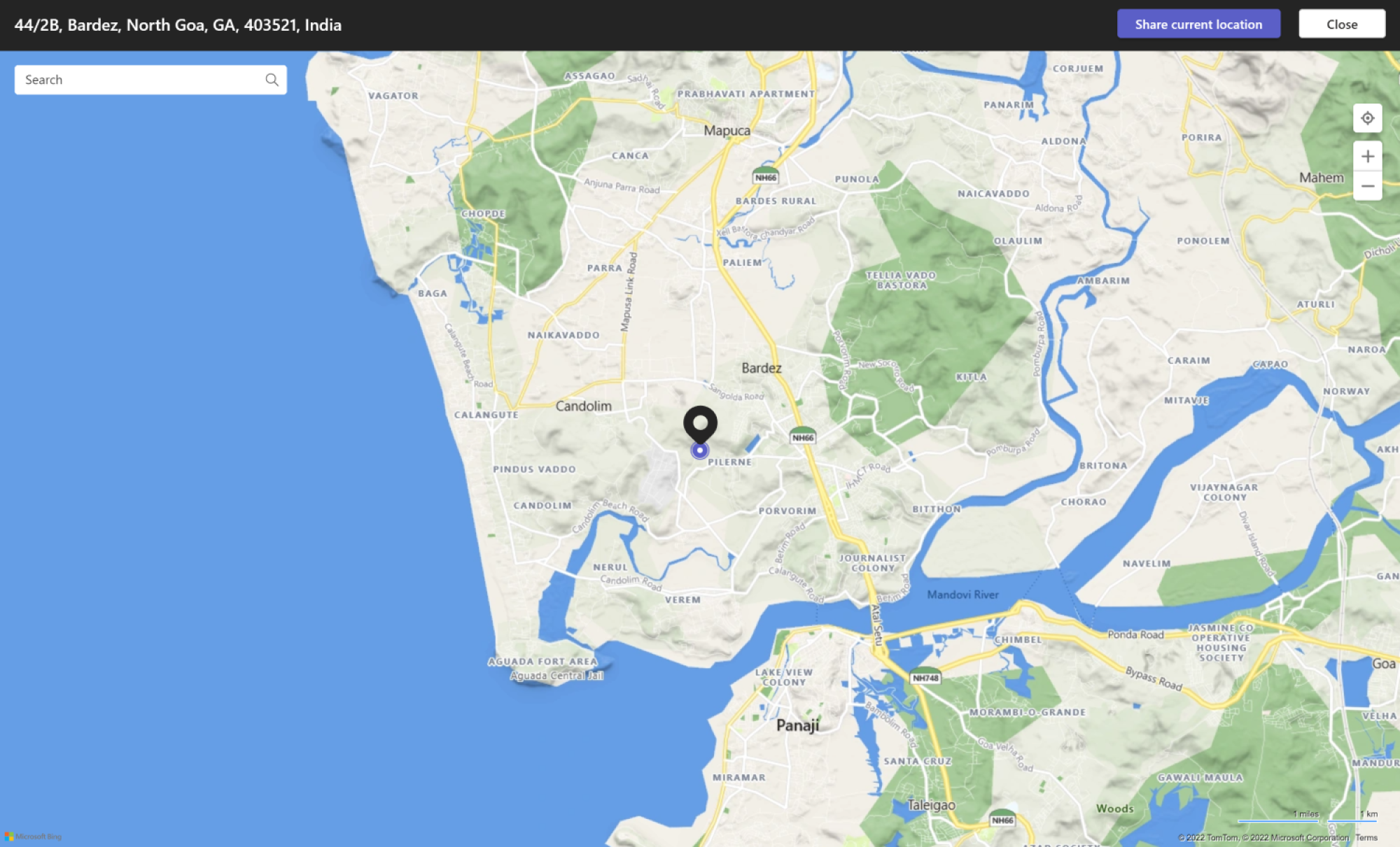 Location picker in desktop.