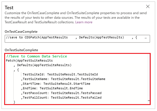 OnTestSuiteComplete 範例。