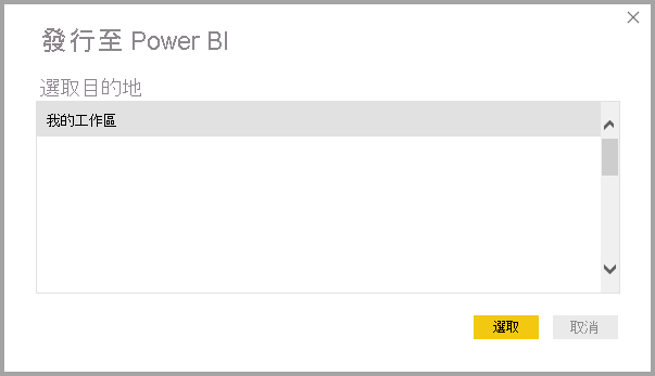 顯示發佈至 Power BI 服務的螢幕擷取畫面。