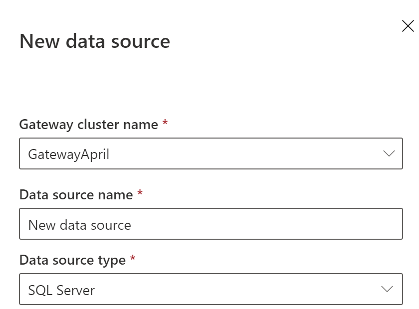 將 SQL 資料源新增至閘道的螢幕擷取畫面。