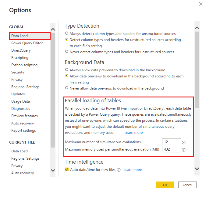 在 Power BI Desktop 中變更資料載入平行處理設定