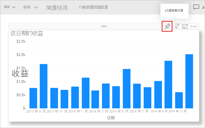 視覺效果的螢幕擷取畫面，其中醒目提示 [釘選視覺效果] 圖示。