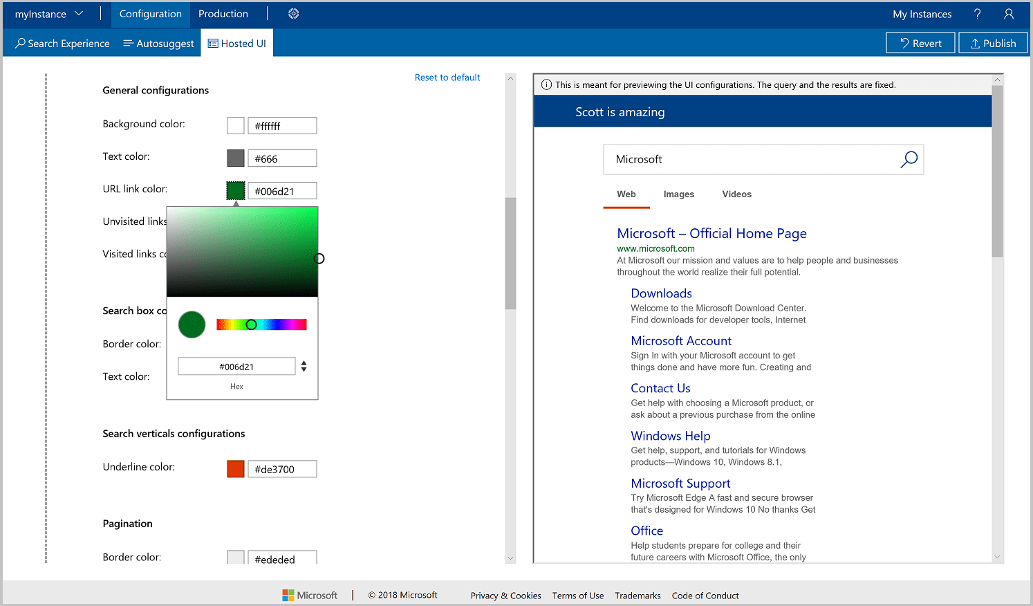 託管 UI 自訂色彩主題的螢幕快照