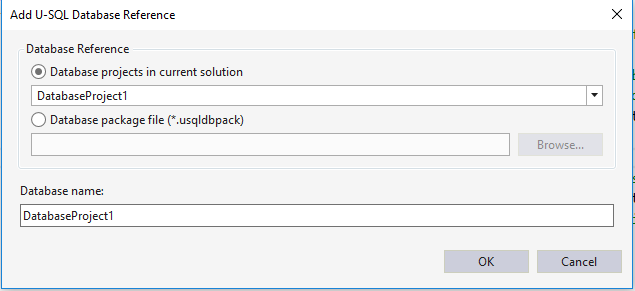 Data Lake Tools for Visual Studio 新增資料庫專案參考精靈