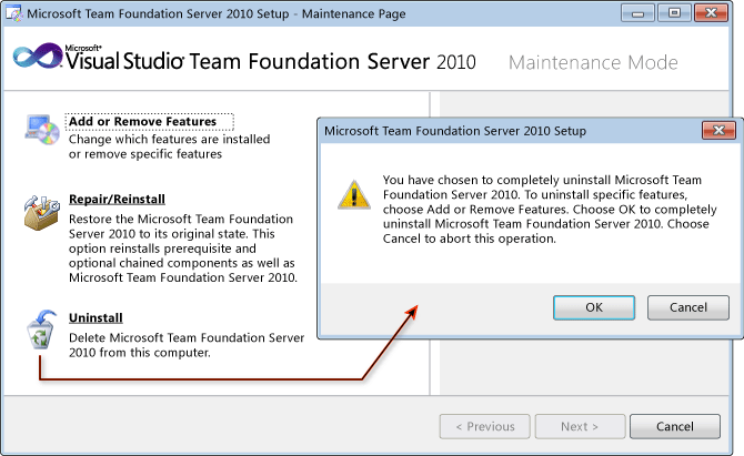 Uninstall TFS 2010