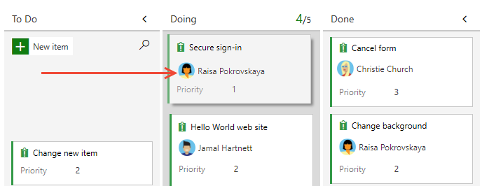 Screenshot showing updating status on Kanban board, Basic process.