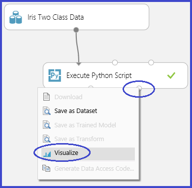 按兩下 [執行 Python 腳本] 模組上的可視化以檢視表