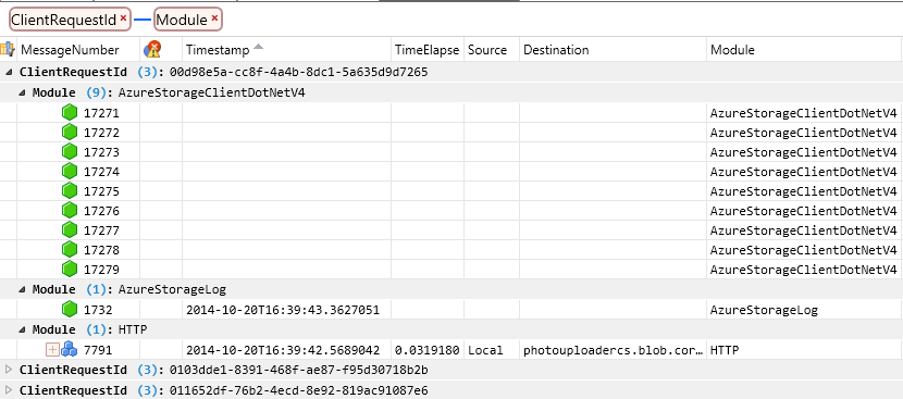 Azure 儲存體檢視版面配置