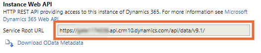 CRM OData feed URL.