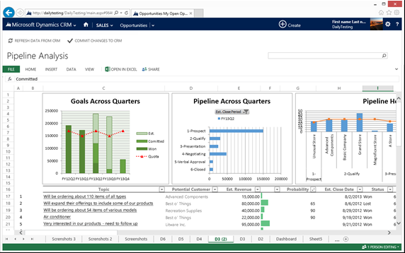 Dynamics 365 Excel 範本