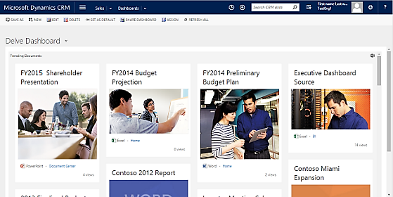 Dynamics 365 中的 Office Delve 儀表板