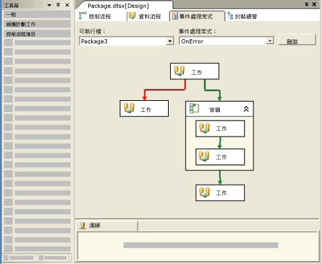 SSIS 設計師的事件處理常式索引標籤