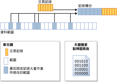 大量變更點陣圖會識別變更的範圍