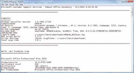 Once the script has run, you can find all the desired information in the log file