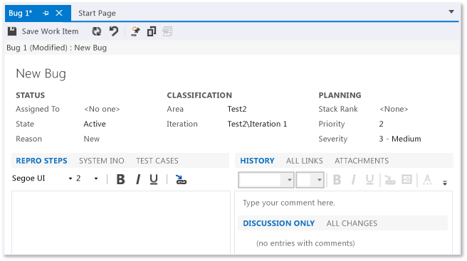 Bug 的工作項目表單