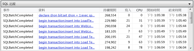 SQL 追蹤資料表