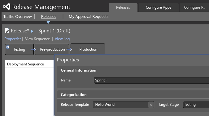 Select release template